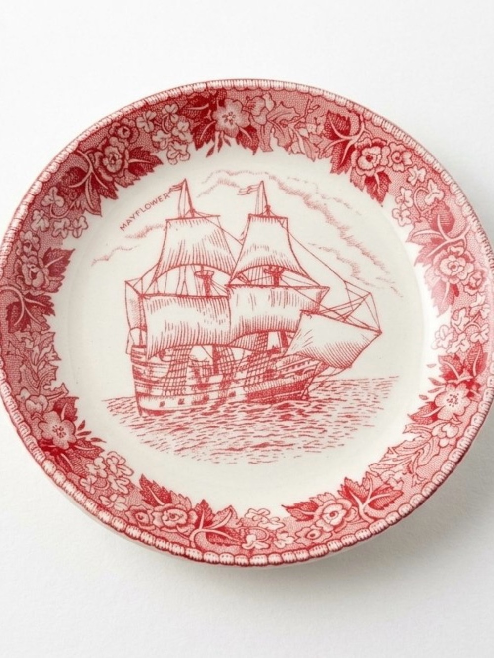 Olde English Staffordshire Jonroth Red Transferware Dish (4.25")